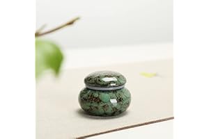 KULUSION Small Urns for Human Ashes, 1.7'' Mini Urns for Adult Male Female & Pet, Keepsake Ceramic Decorative Urn, Hold 1.2 Cubic Inches of Ashes(Green)