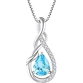 STARCHENIE Infinity Teardrop Pendant Necklace for Women 925 Sterling Silver Birthstone Jewelry
