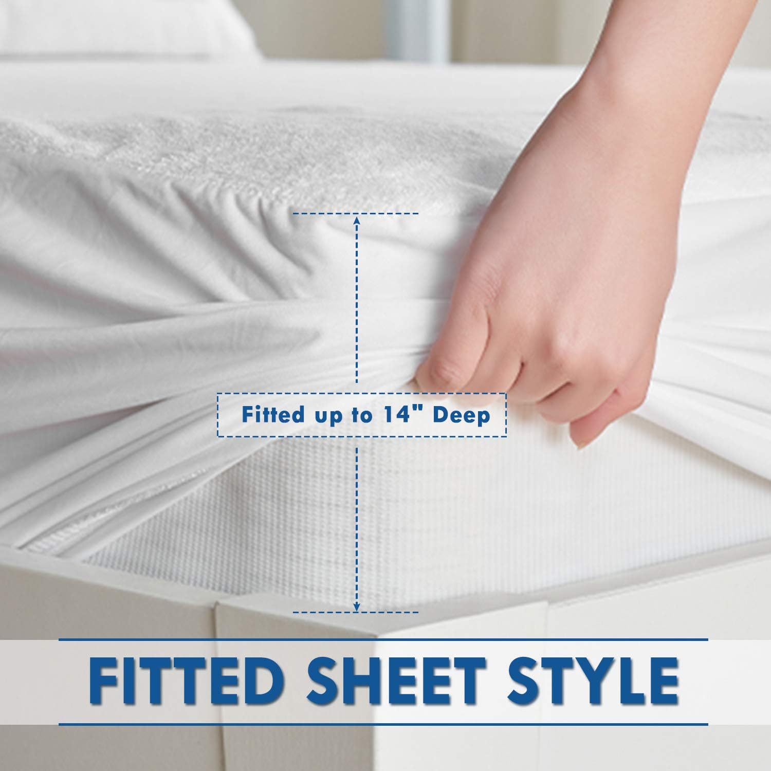 ZAMAT Premium 100% Waterproof Mattress Protector, Breathable & Noiseless Mattress Pad Cover, Fitted 14"-18" Deep, Vinyl Free, Hypoallergenic | Dust Proof | Smooth Soft Cotton Terry Covers (Twin): Home & Kitchen