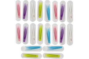 ROYHOO 20PCS Colorful Contact Lens Remover and Inserter Tool Case Set, Portable Contact Tweezers with Soft Tip, Contact Applicator for Soft Hard Contact Lense