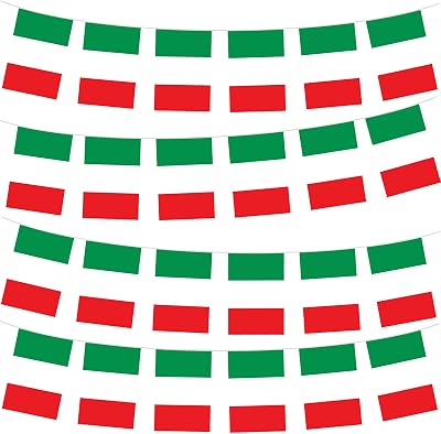 YAAVAAW Italy Flag Bunting 10m 30 Flags Indoor Outdoor Festivals