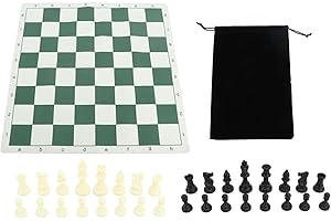 Mtlavishness Chess Set PS Plastic for Kids Adults with PU Mat Storage Bag International Board Game Lightweight Wear Resistant