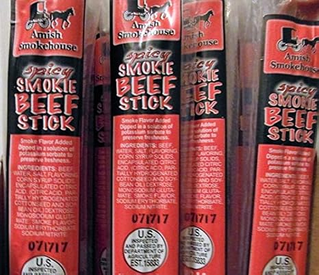 Premium Amish Beef Sticks - 30Ct - Individually Wrapped (Spicy) (827606155251)