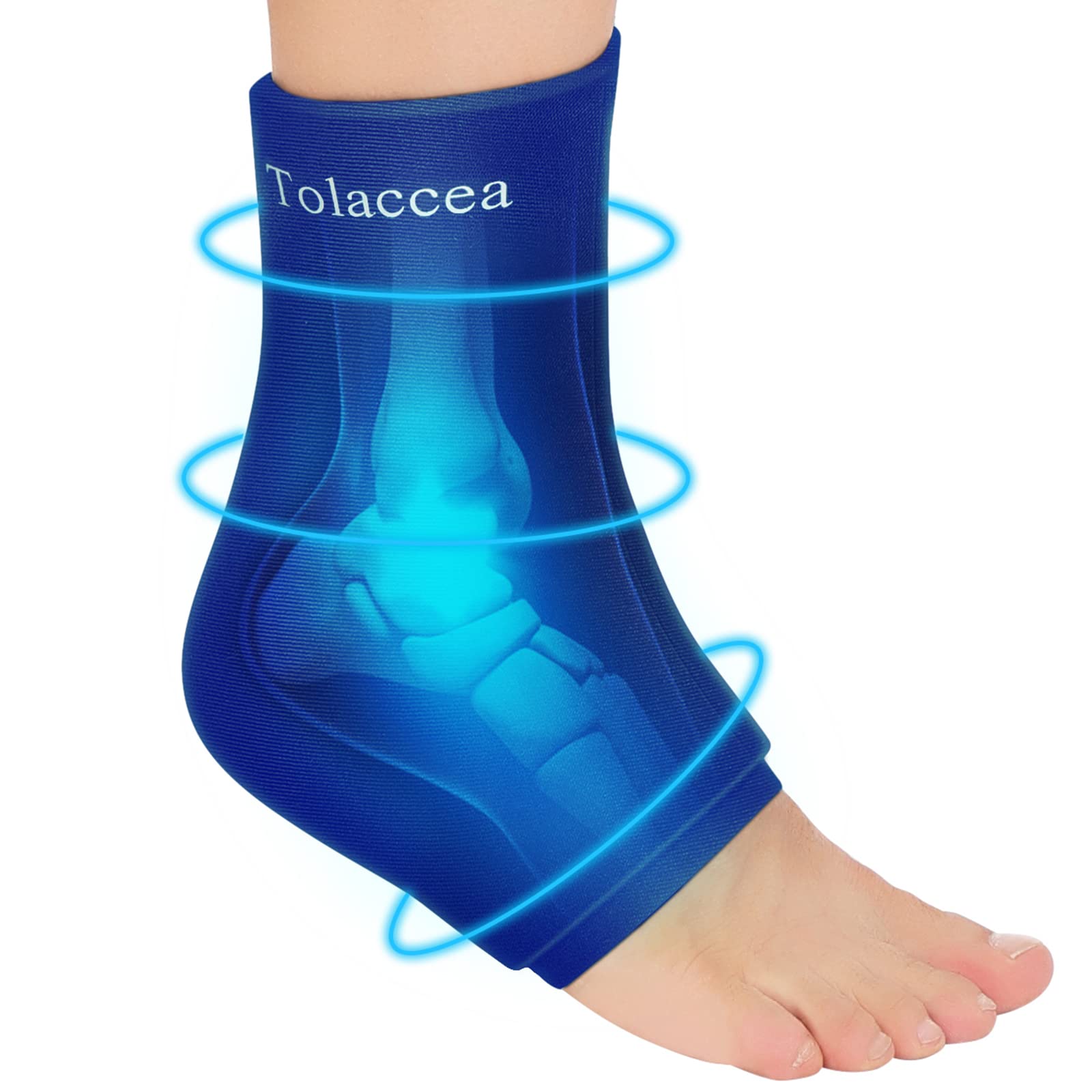 Tolaccea Ankle Foot Ice Pack Wrap for Injuries Reusable Gel Cold Compress Pack and Hot Therapy for Achilles Tendon, Heels, Edema, Arch, Plantar Fasciitis, Sprained, Swelling Recovery(Pack of 1, L)