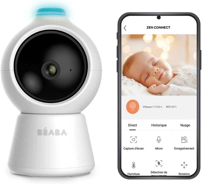 Zen Smart AI, Telecamera Aggiuntiva Per Baby Monitor Video 360° Full QHD 4MP, Intelligenza Artificiale, Rilevamento Rotolamento, Visione Notturna, App Mobile, Interfono, VOX, Luce Notturna