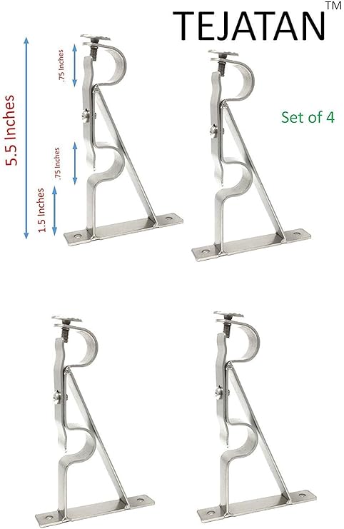 Amazon Com Tejatan Double Curtain Rod Brackets Silver Set Of 4