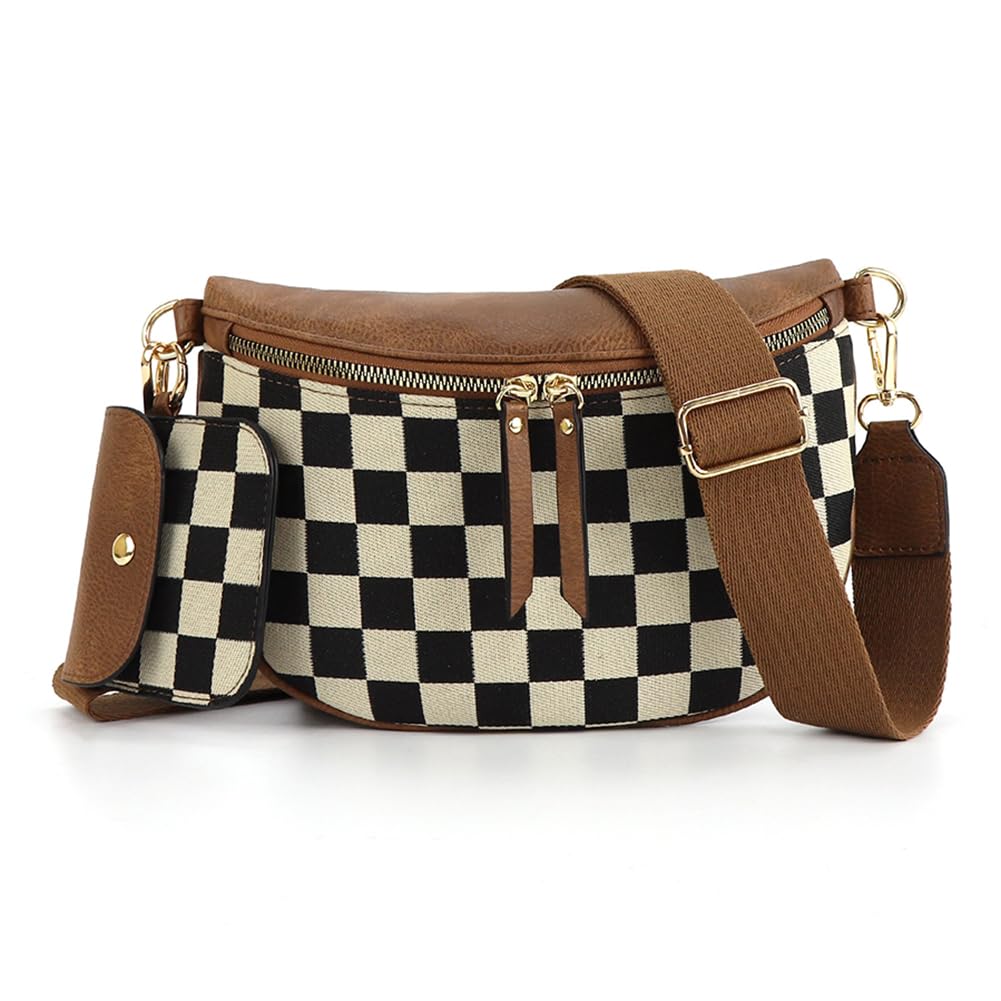 Checkered Crossbody Bag Bum Bags for Women Checkered Purse Plaid Womens Cross Body Purses Checkerboard Fanny Pack