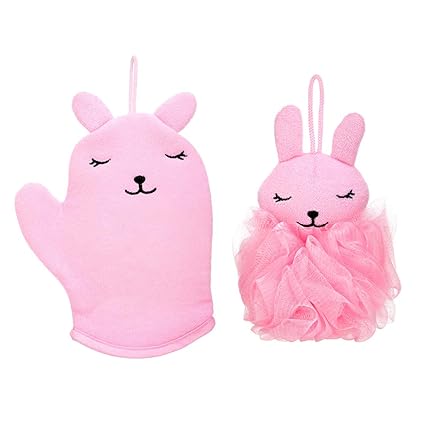 MINISO Pink Rabbit Bath Set (Bath Glove + Bath Sponge)