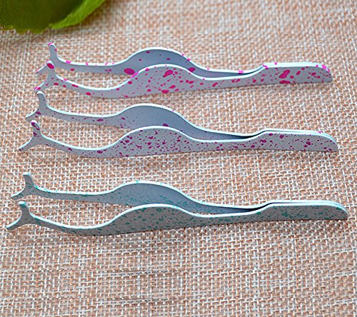 OKDEALS False Eyelash Applicator Tweezers 3 Pack Stainless Steel Extension Clip Nipper Remover Tool Multicolor
