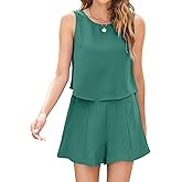 ROYLAMP 2025 Women's Summer 2 Piece Outfits Tank Sleeveless Crop Tops Culottes Shorts Sets Casual Beach Rompers