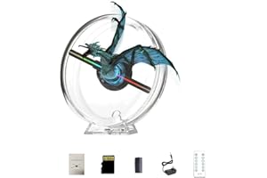 Missyou 3D HologramFan,14CM 3D Holographic Fan with WiFi Projector and 700 Video Library -HD Tabletop LED Ceiling Light for Shops, Bars