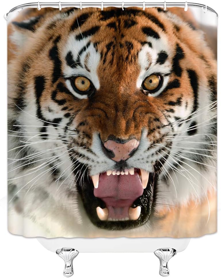 Tiger Shower Curtain Wildlife Animal Safari Art Vivid Print