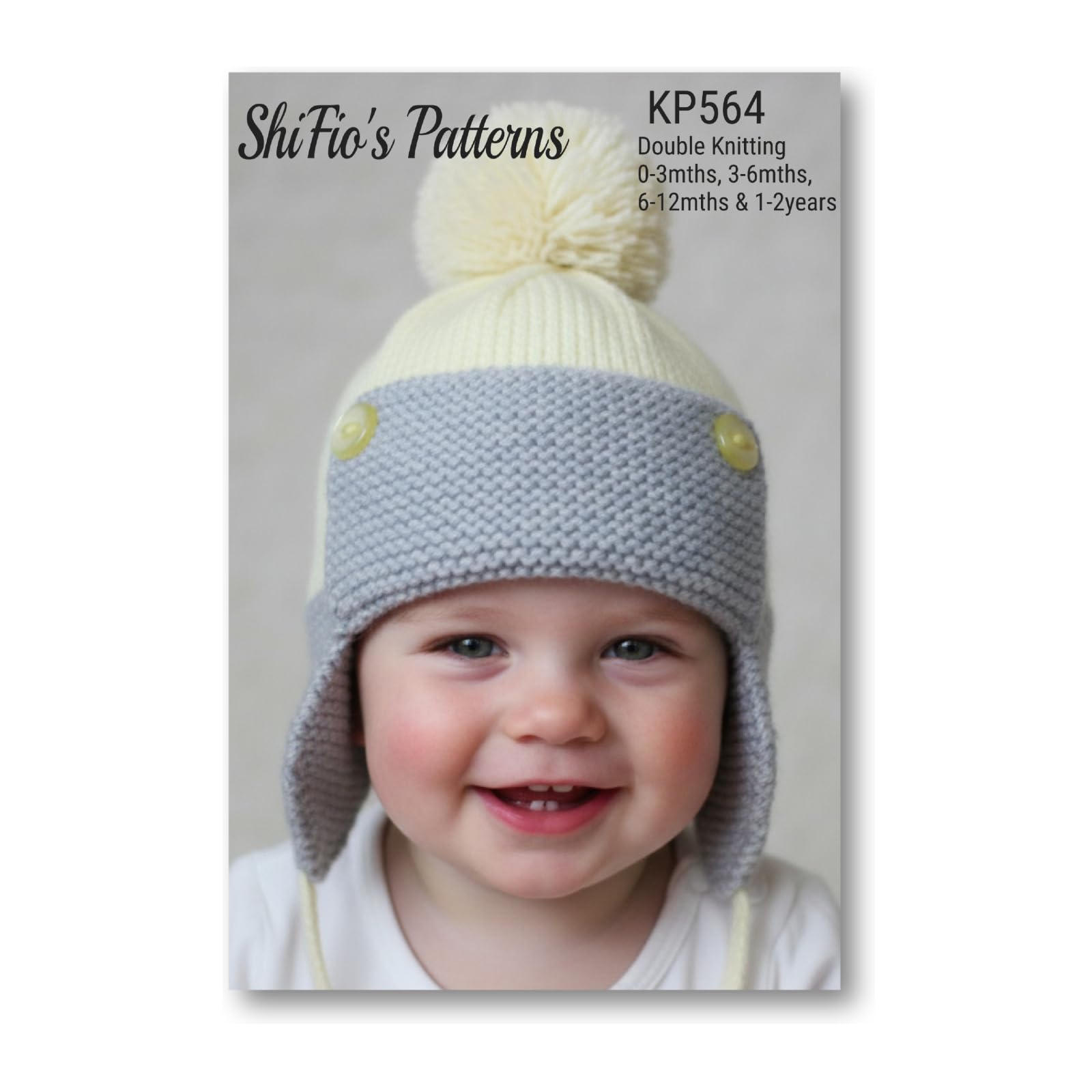 Knitting Pattern for Baby Boy Hat, Baby Helmet Knitting Pattern, Baby Aviator Hat Pattern, 0-3mths 3-6mths, 6-12mths, 1-2 Years Made in Double Knitting, KP564