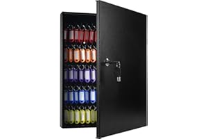 JUGREAT 63 Key Cabinet Wall Mount Lock Box with Colorful Key Tags,Key Box Organizer with Key Tags Key Safe Security Storage Lockbox Holder for Valets,Hotels, Car and House Keys