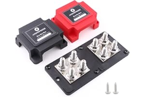 Gloaso Heavy Duty Bus Bar Battery Distribution Blocks Copper Busbar 12V-48V DC 400A with 8X 3/8" Terminals Posts Positive & Negative Ground Powerbar for Car RV Solar Automotive Boat Marine