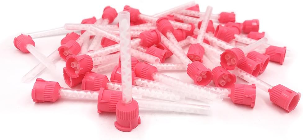 50pcs Mixing Tips Impression Genuine Mixpac All VPS for Dental (7003 Pink 6.5mm (1:1))
