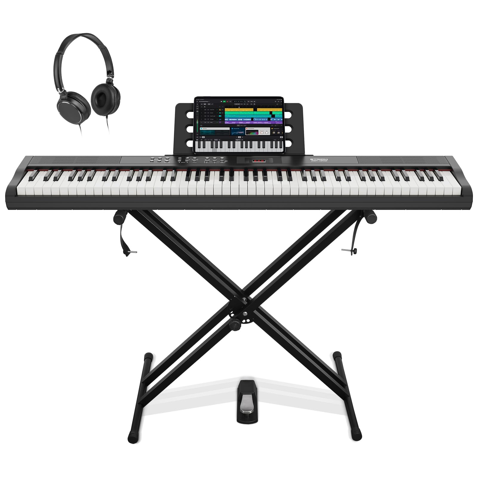 Photo 1 of *SEE CLERK NOTES* STRICH 88 Key Digital Piano Full Size Electric Keyboard with Stand, Semi-Weighted Sensitive Keys, Portable Electric Piano Set for Beginner, Bundle with Sustain Pedal, Headphones, Music Rest, SEP-150S
