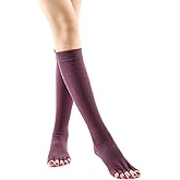 Verdancy Yoga Pilates Toe Socks Toeless Socks with Grips for Women Non Slip Cushioned Knee Highs Over Calf Socks