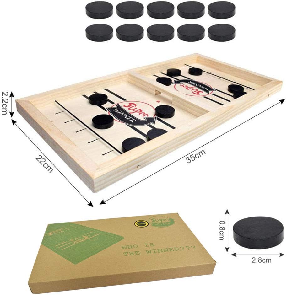 Fast Sling Puck Game,Slingshot Hockey Game,Fast Paced Portable Wooden Table Hockey Board Game for Adults & Kids,Fun Family Interactive Toy for Games Nights & Parties - Image 3