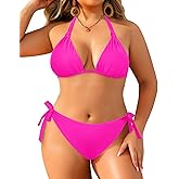 Women Plus Size Bikini Set - Two Piece Triangle Swimsuits Halter String Bathing Suit 2025 Tie Swimwear