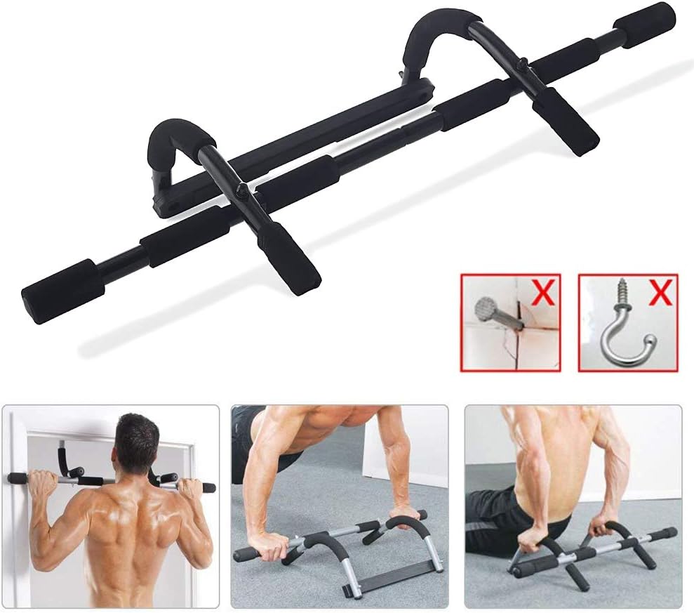 YOUMI Pull Up Bar Adult Push Up Stands Push-Ups Chin Up Bar Chin Fitness Bar Door Pull Rod Multifunctional Portable Gym Arm Trainer Home Gym,Black