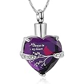 Yinplsmemory Cremation Jewelry Red Cardinal Urn Necklace for Ashes for Women Always in My Heart Urn Locket Pendant Memorial Jewelry