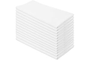 Aunti Em's Kitchen Flour Sack Dish Towels - Natural Cotton for Embroidery and Drying Glass, Hand, Dinnerware - Plain, Thick, Zero-Lint - Highly Absorbent - Set of 13, 27 x 27 Inch, White