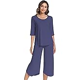 NACHILA Pajamas for Women-Viscose Made from Bamboo, Soft 3/4 Sleeve Pjs Summer Capri Pants Pajamas Set Cooling Sleepwear