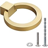 WEAVERBIRD Brushed Gold Cabinet Knobs, 2Pcs Cabinet Ring Pull Handles | Zinc Alloy Kitchen Hardware Drawer Pulls, 1.57" Diameter Single Hole Ring Knobs For Drawer, Dresser, Cupboard Wardrobe, Door