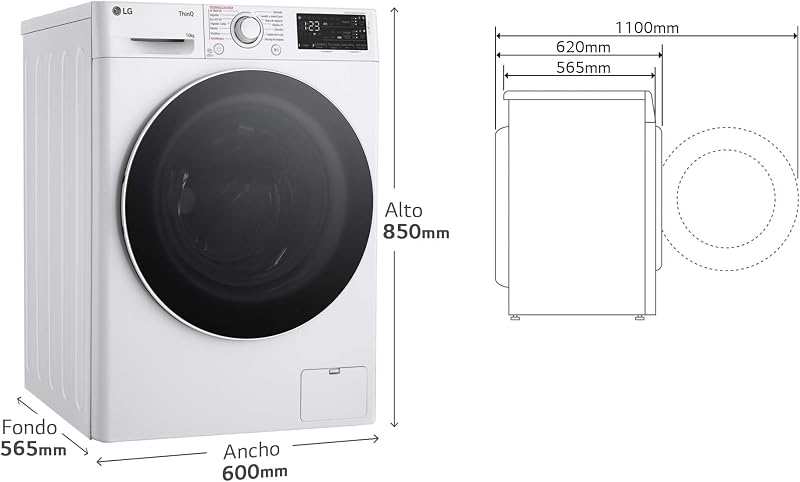 Lg f4wr5510a0w - máquina de lavar inteligente, 10kg, ai direct drive, 1400rpm, carregamento frontal, turbowash 360º, vapor, classe a, série 550, branco