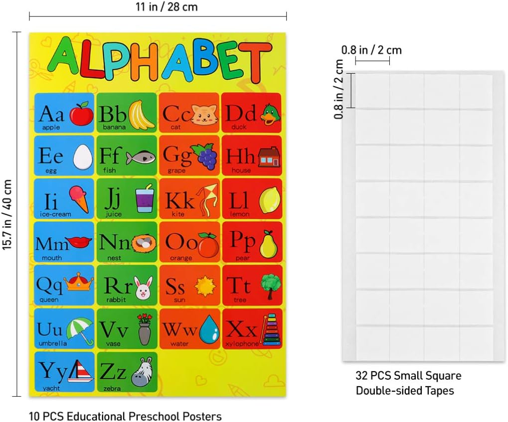 Educational Preschool Posters for Toddlers and Kids Kindergarten