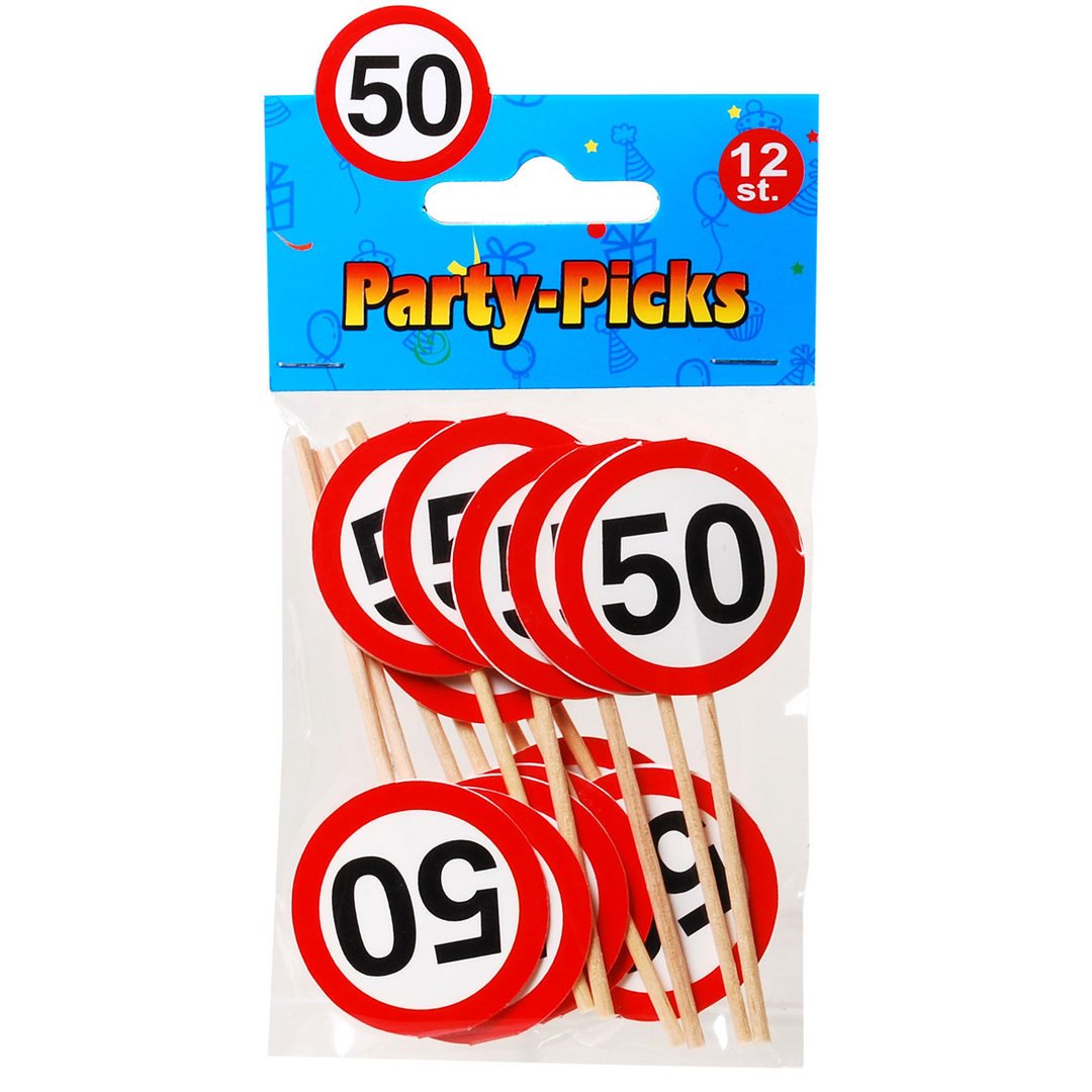 Udo Schmidt Party Picks Mini Sign 50" Birthday Decoration Sticker Skewers