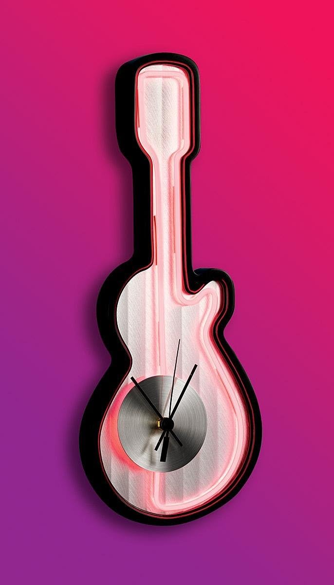 Neon Guitar Clock Home & Kitchen