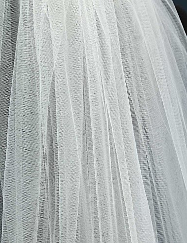 Anmor 2T Tulle Sheer Long Wedding Bridal Veils 2M Tulle Bridal Veil with Comb Off White