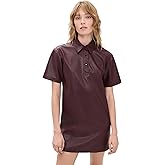 LE BOP Women's Solene Faux Leather Polo Dress