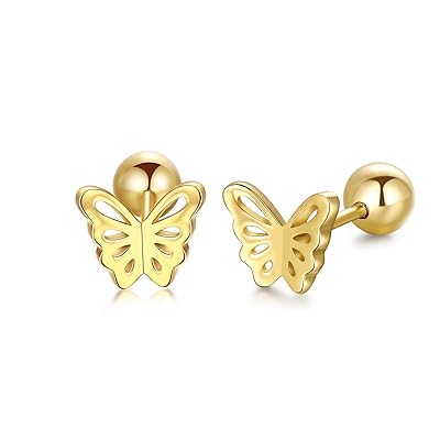 Double Sided 14k Gold Butterfly Earrings with Screw Bangladesh Ubuy