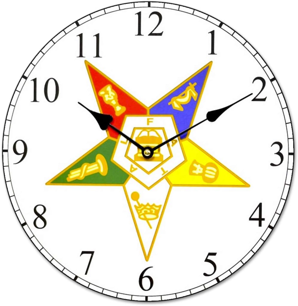 Order of The Eastern Star Masonic Wall Clock - 13 1/4" Diameter