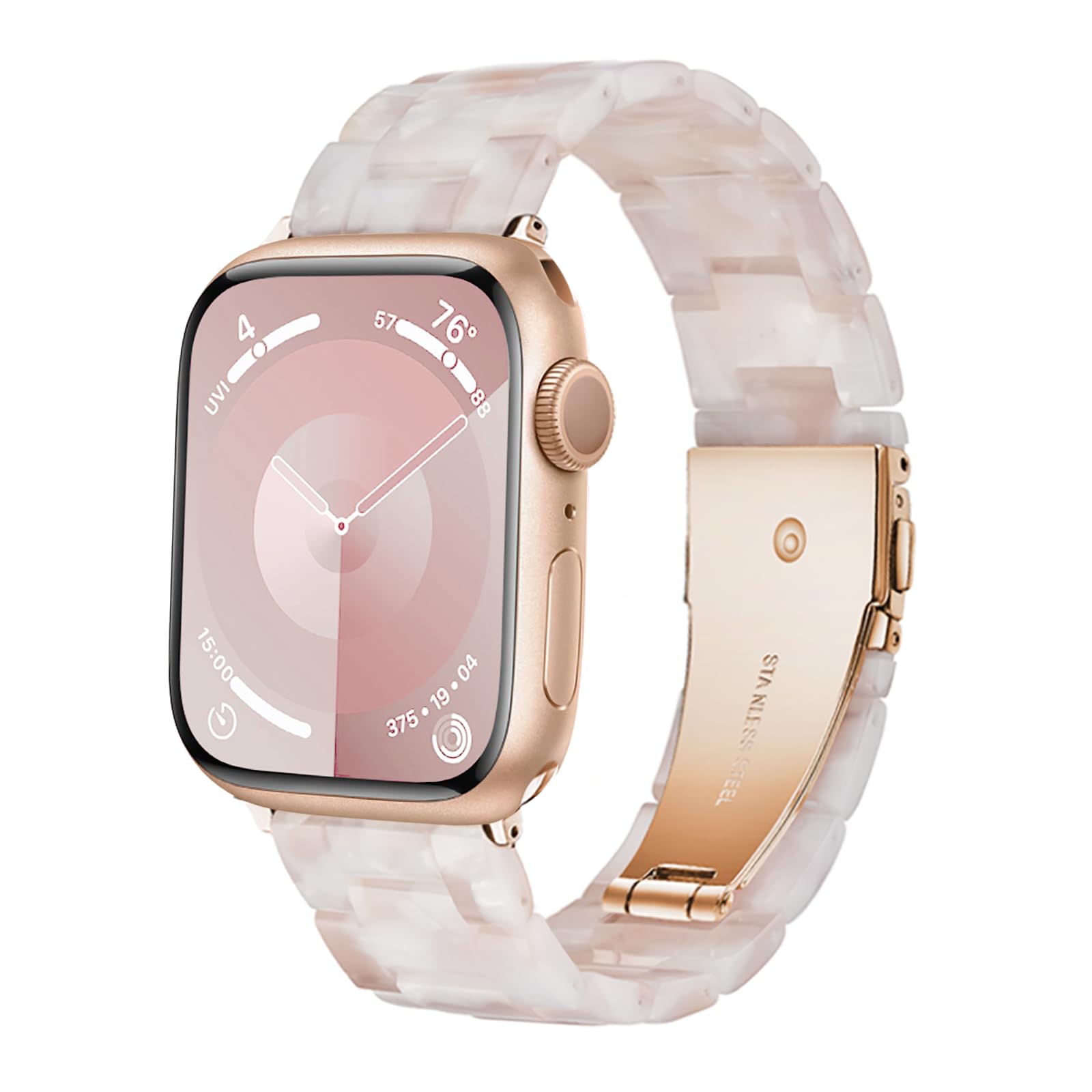 Vamyzji Compatible with Apple Watch Strap 42mm(Series 11 10) 41mm 40mm 38mm, Light Resin Waterproof Sport Pink iWatch Strap, Stainless Steel Clasp for Apple Watch Series 11 10 9 8 7 6 5 4 SE 3 2 1 — image 1