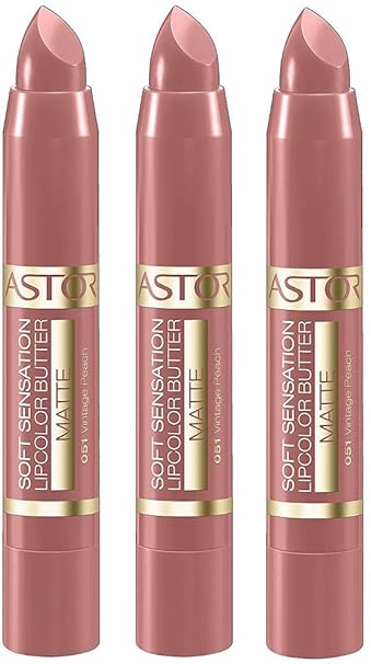 Astor Soft Sensation Lipcolor Butter Matte, Farbe Vintage Peach, Nr. 51, 3er Pack(3 x 3 g)