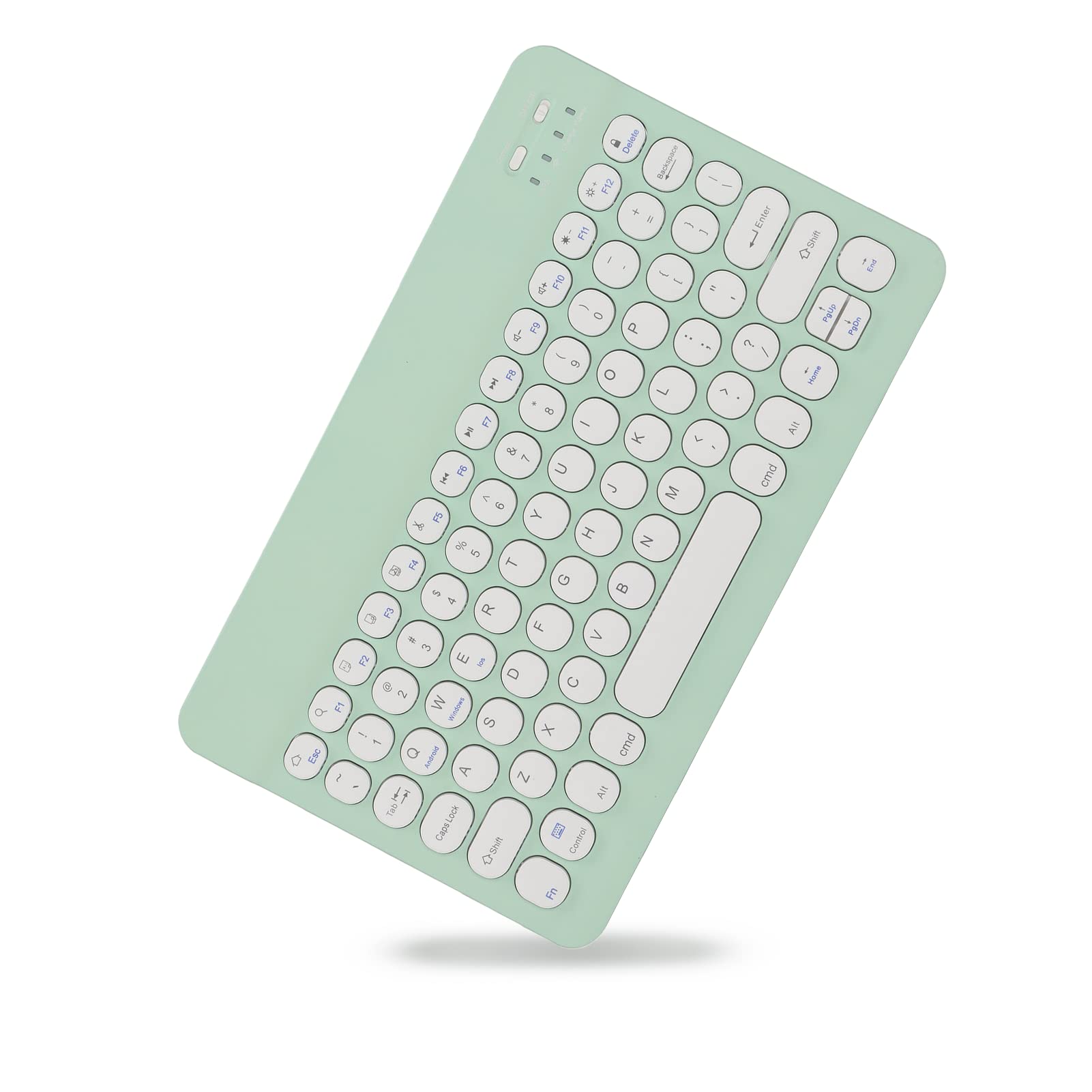 Bluetooth 3.0 Wireless Keyboard, Slim Portable Rechargeable Keyboard with Lock Screen Function, Support for IOS, for Android, for Windows(Green)