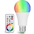 Sunnest 120 Colors LED Light Bulb, Dimmable E26 LED Light Bulb, 10W RGBW Color Changing Light Bulb with Remote Control, Decor