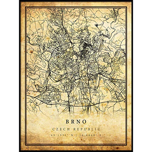 Brno map Vintage Style Poster Print | Old City Artwork Prints | Antique
Style Home Decor | Czech Republic Wall Art Gift | map Prints 8.5x11