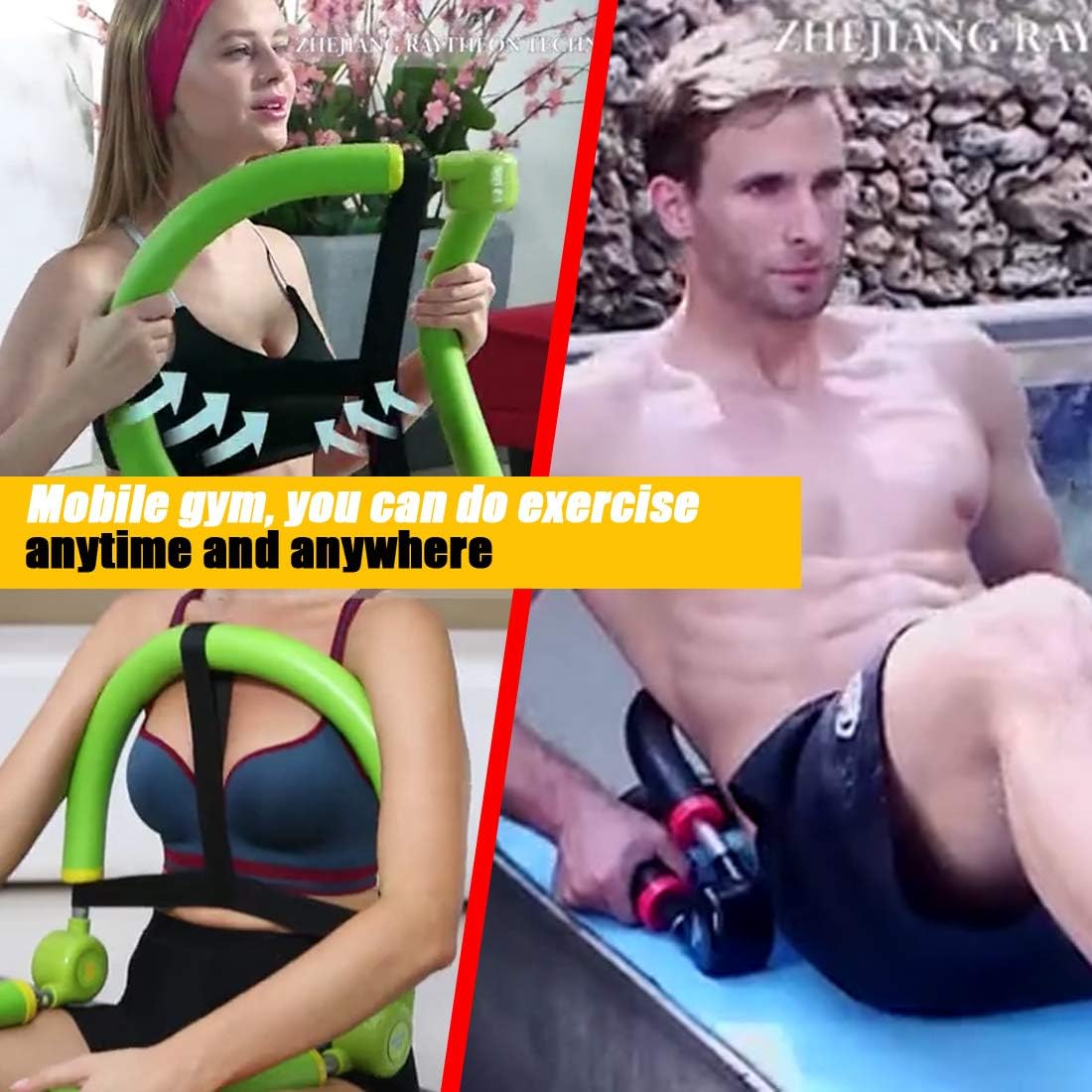 MBB Ab Equipment, Home Ab Machine Function Movement Multiple Core Strength, Abdominal Training 10 in 1 Magic Body Builder with 3 Levels Resistance for Teenage, Women and Men.122 Country Patented Green : Sports & Outdoors