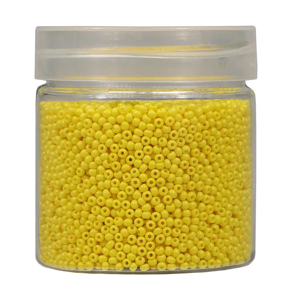 Bala&Fillic Size 2mm Round Seed Beads 10000pcs/110 Grams in Box 12/0 Lemon Yellow Small Craft Seed Beads for Making Jewelry Earring Bracelets Necklace (Lemon Yellow)