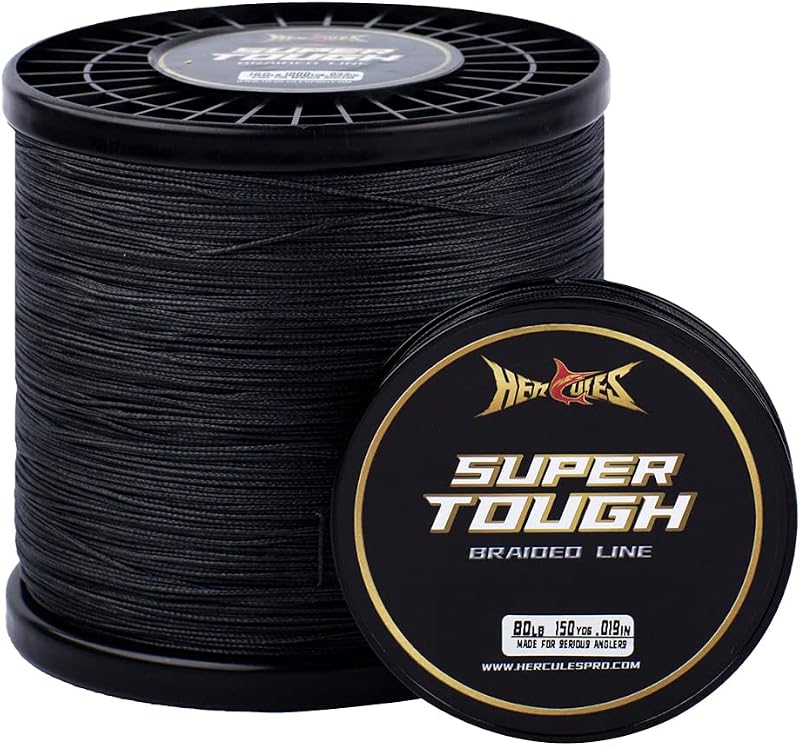 HERCULES Super Tough Braided Fishing Line 50lb 150yds Black 8 Strands