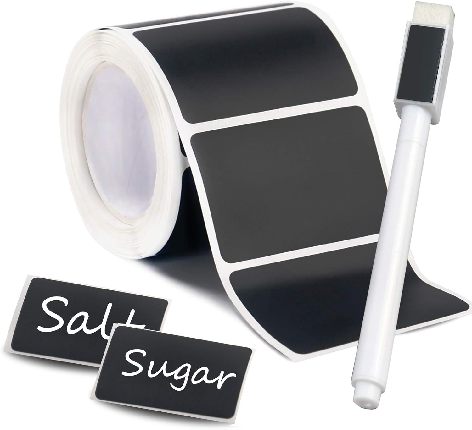 Chalkboard Labels, Reusable Blackboard Sticker (120 Pcs) and 1 Liquid Erasable Pen, Removable Waterproof Label Sticker for Storage Bins, Mason Jars, Bottle, Pantry, Office : Office Products