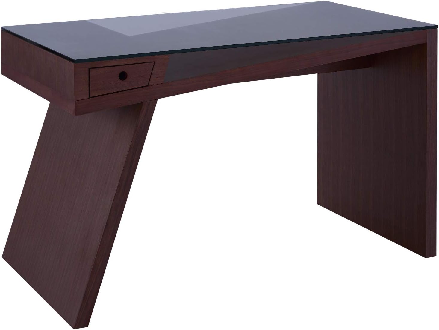 Gillmorespace Modern Designer Glass Top Walnut Writing Desk