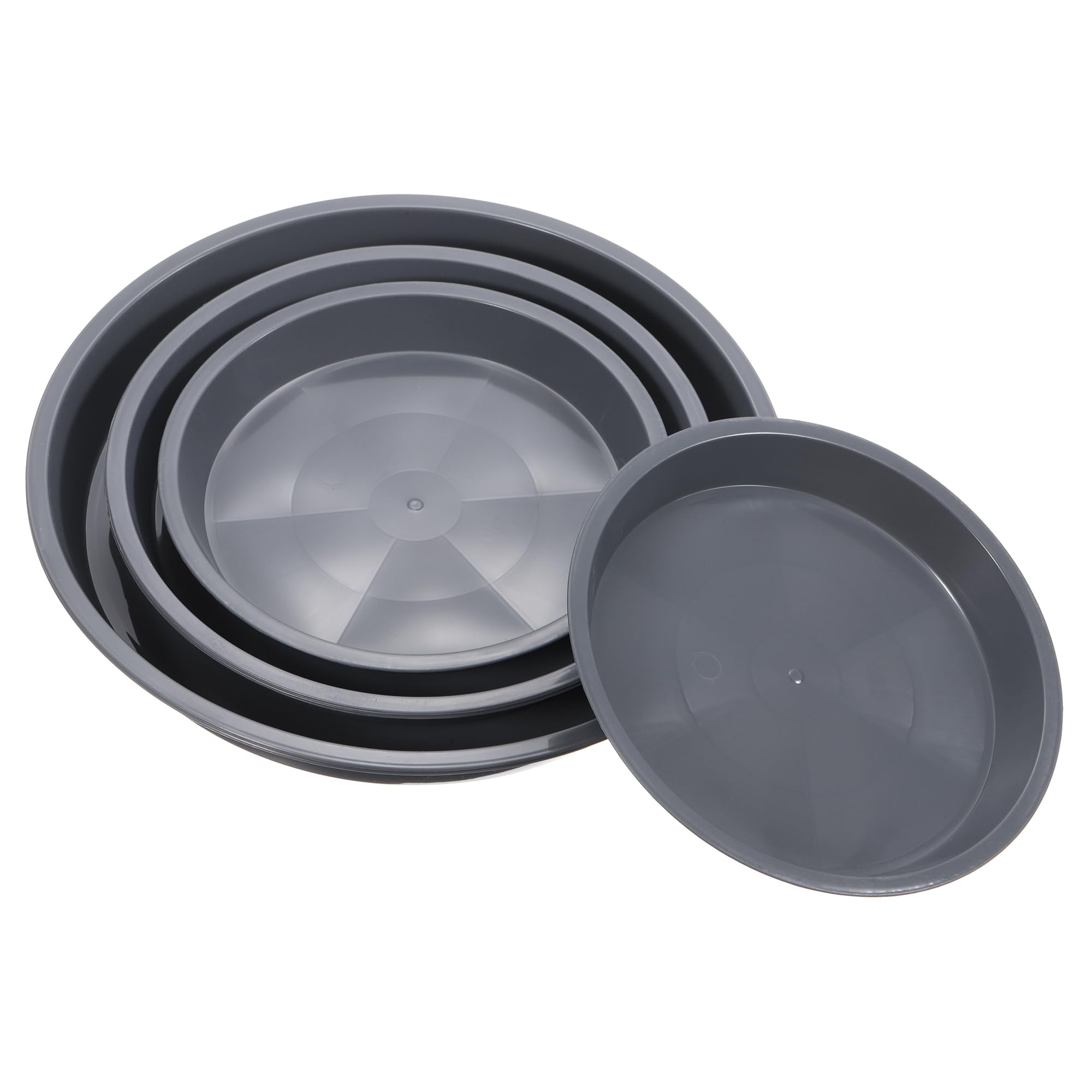 M METERXITY 6 Pack Planter Saucers - Plastic Plant Tray Flower Pot Drip Trays Round Apply to Outdoor/Garden (6"/8"/10", Light Grey)