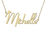 Aoloshow 18k Gold Plated Heart Michelle Letter Name