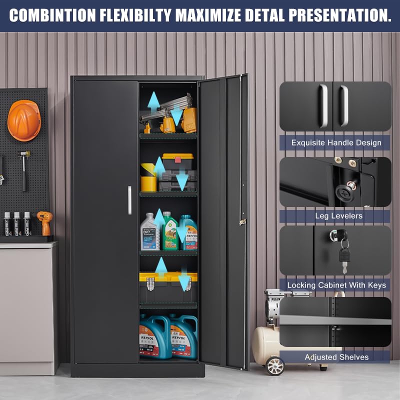 Buy Black Etal Storage Cabinet Locking Steel Storage Cabinet With 2 Doors, Lockable Etal - View #3